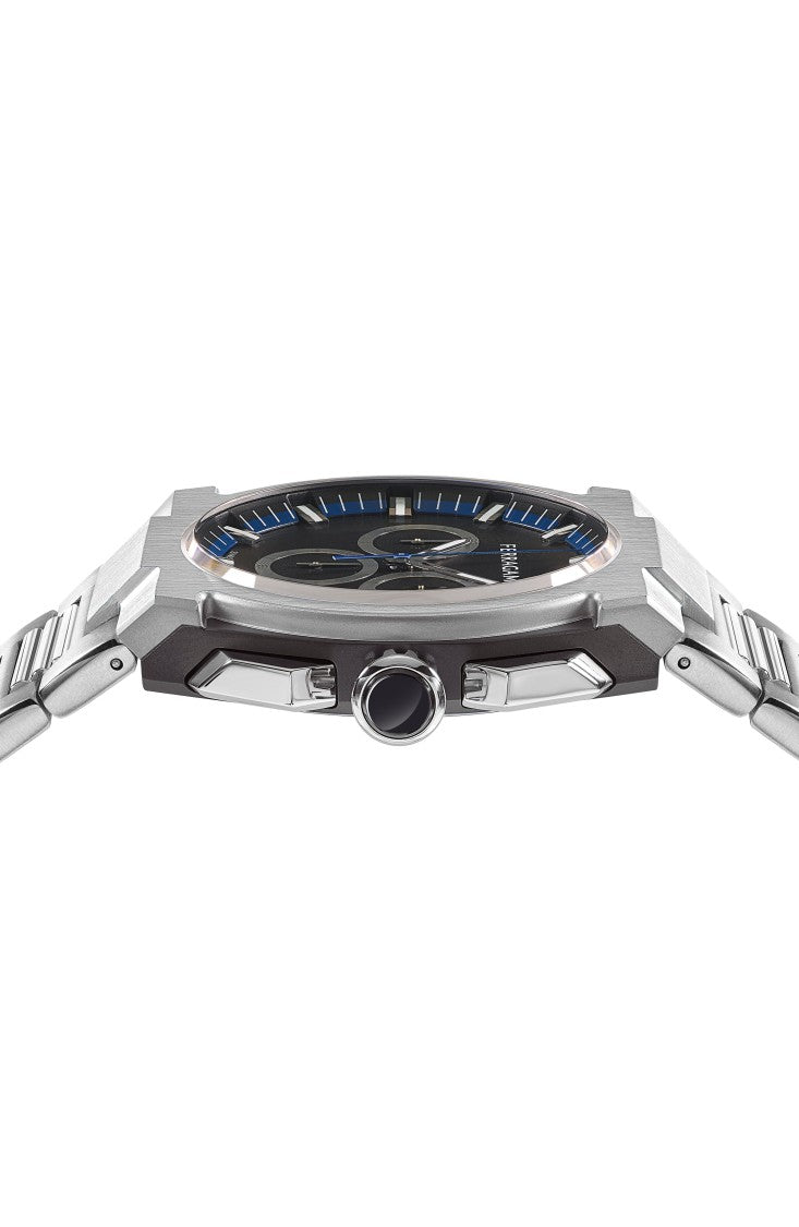 Ferragamo Chronograph Date Quartz Watch With Black Matte Dial