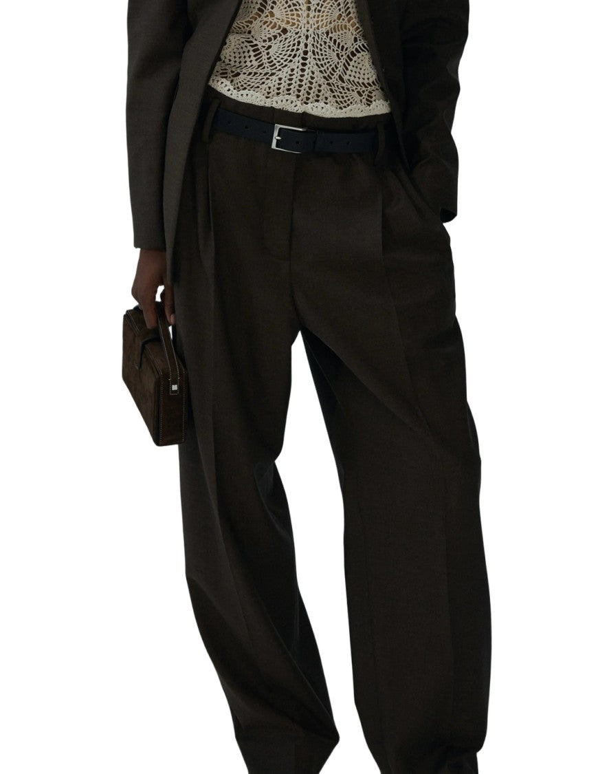 Magda Butrym Wool Tapered Trousers With Fabric Belt