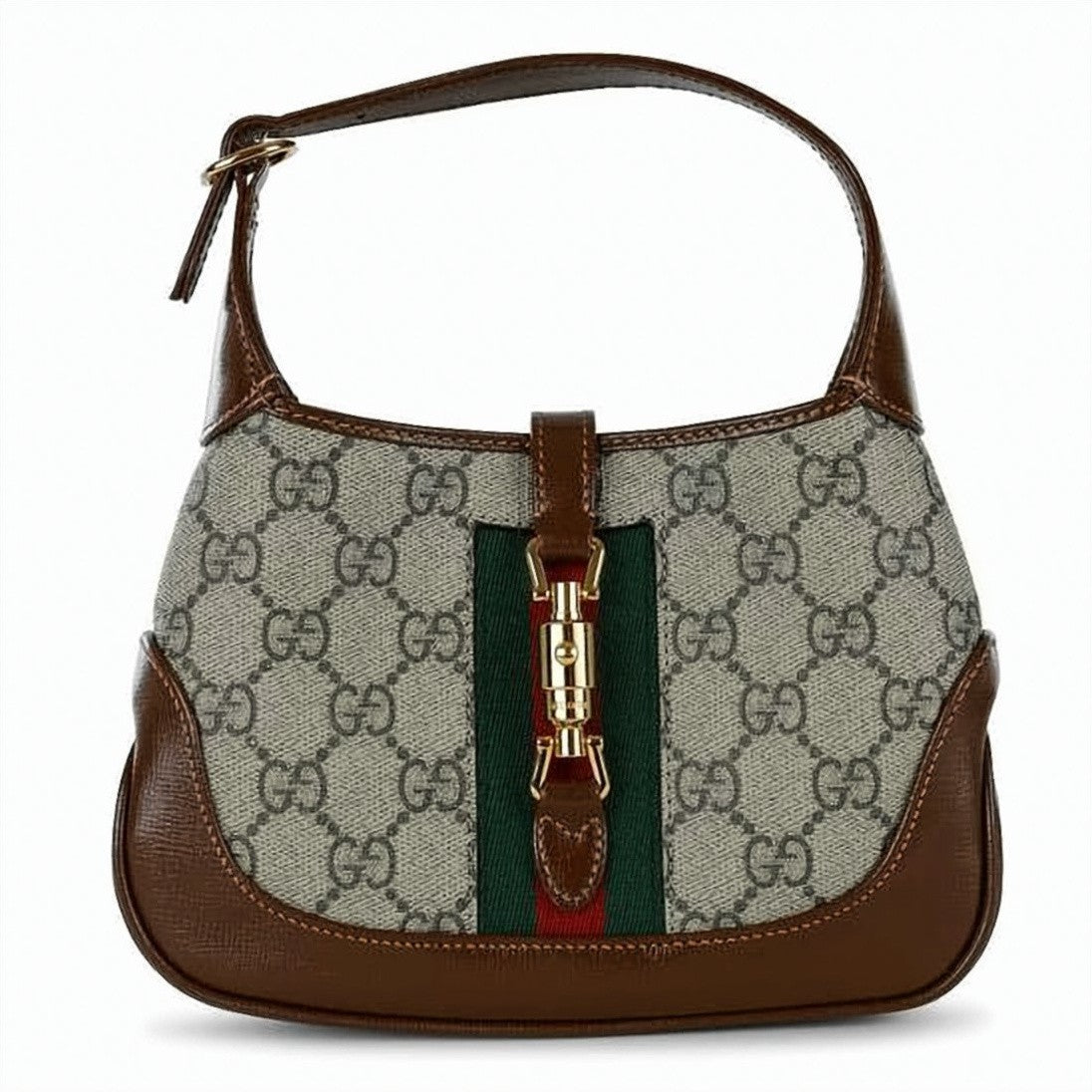 Gucci Mini Shoulder Bag In Classic Monogram Canvas With Leather Trim