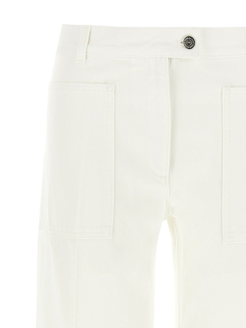 Ferragamo Wide Leg Garment-Dyed Cotton Denim Jeans