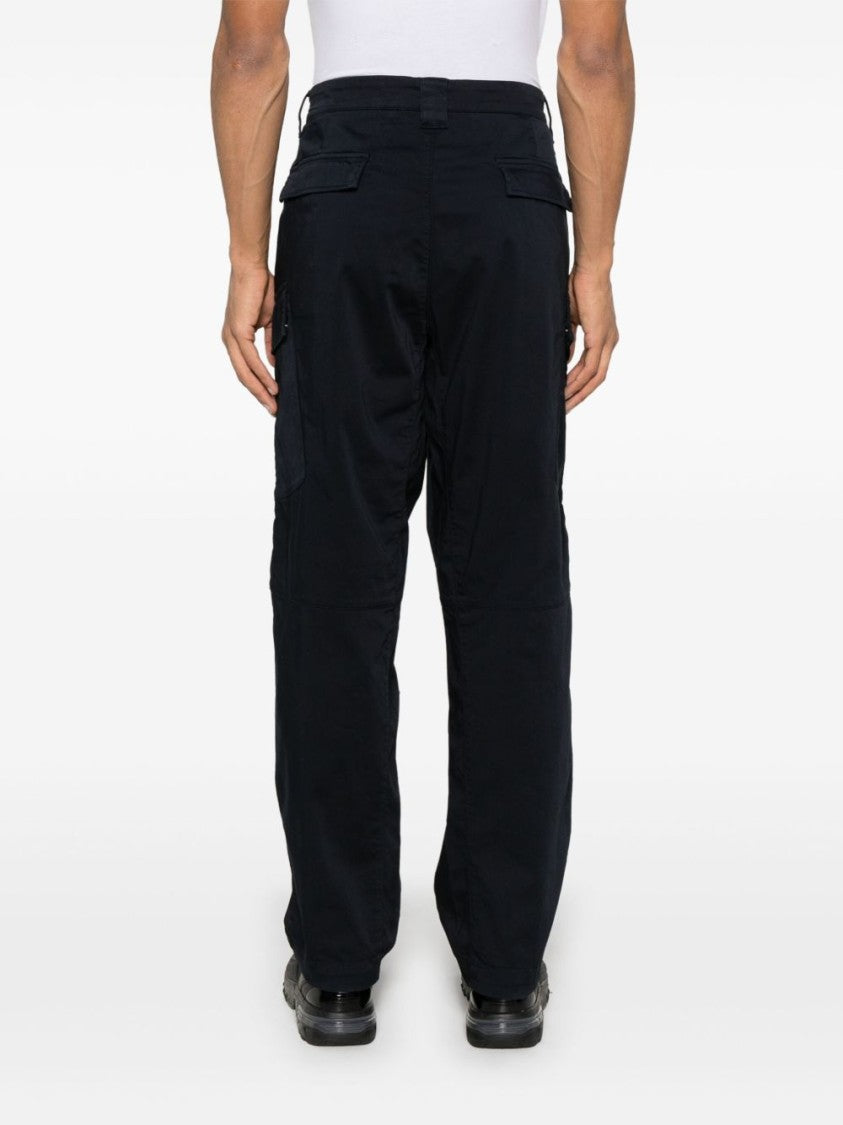 C.P. Company Navy Blue Trousers With Concealed Fly And Flap Pockets