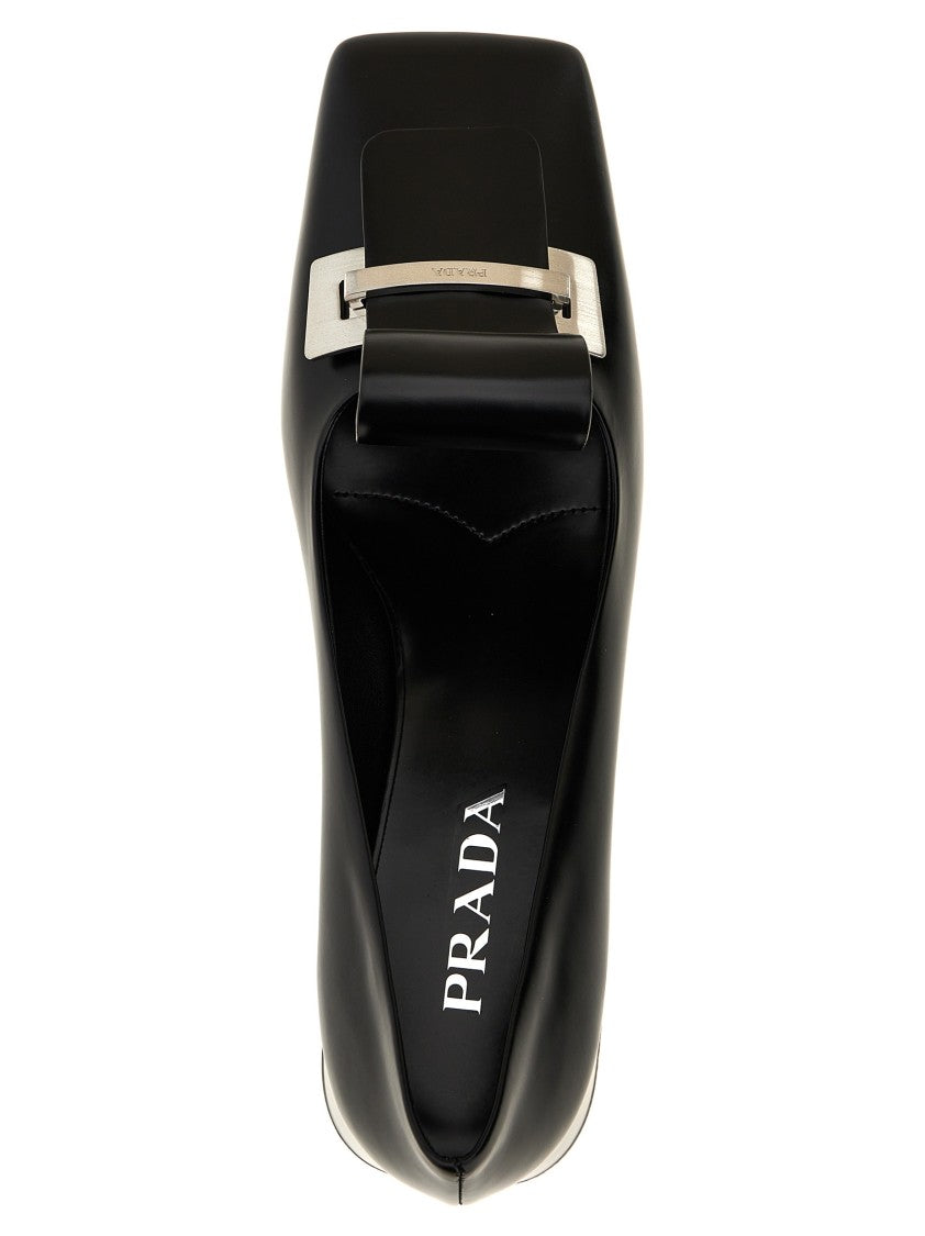 Prada Brushed Leather Pumps With Square Toe