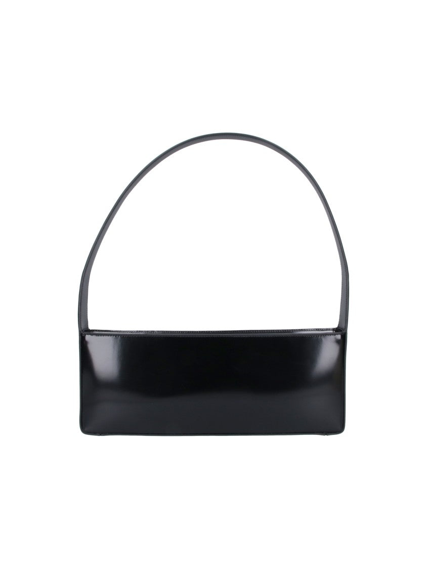 Jil Sander Black Glossy Calfskin Structured Handle Shoulder Bag