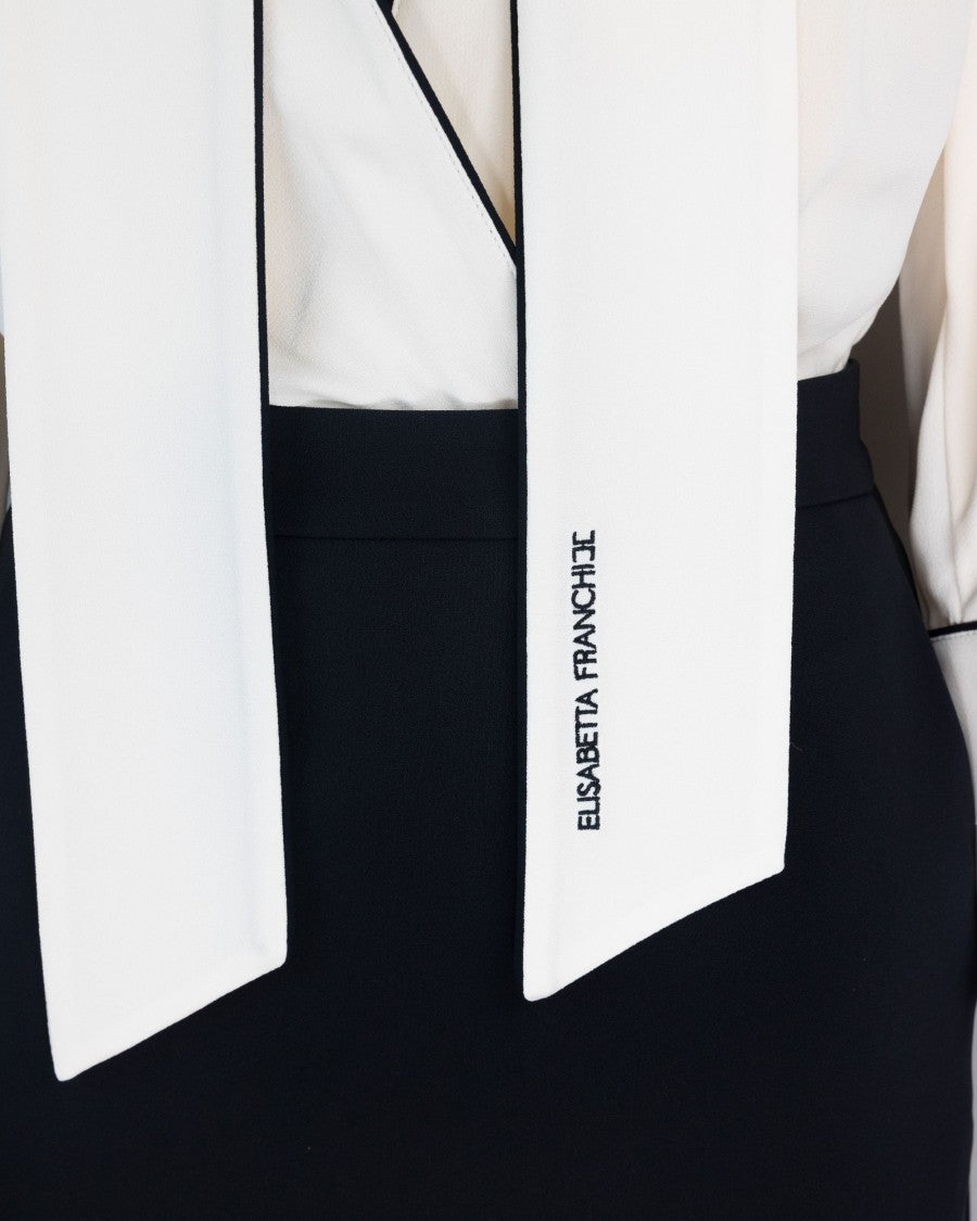 Elisabetta Franchi Georgette And Crêpe Dress With Piping