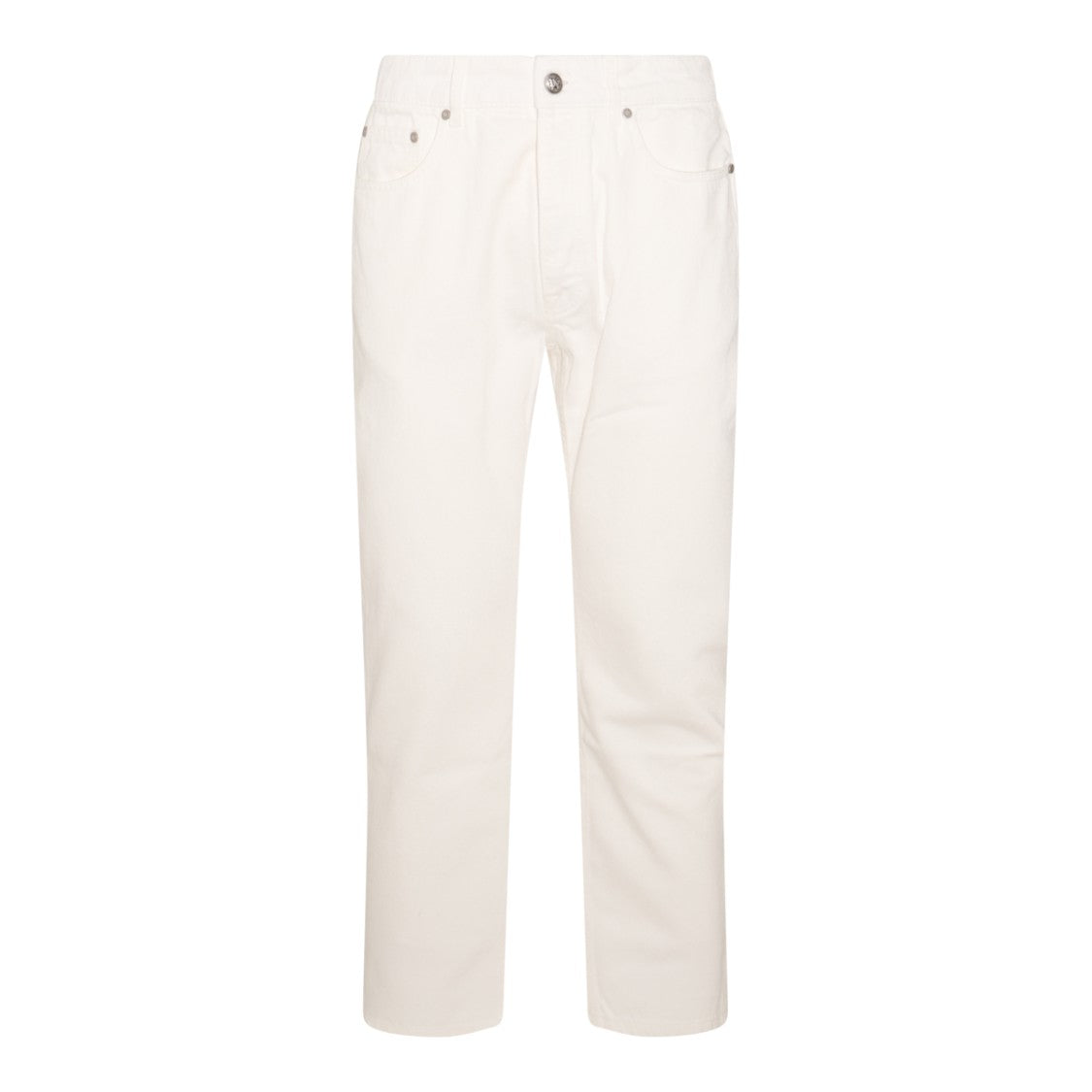 Palm Angels White Cotton Straight-Leg Jeans With Classic Five-Pocket Design