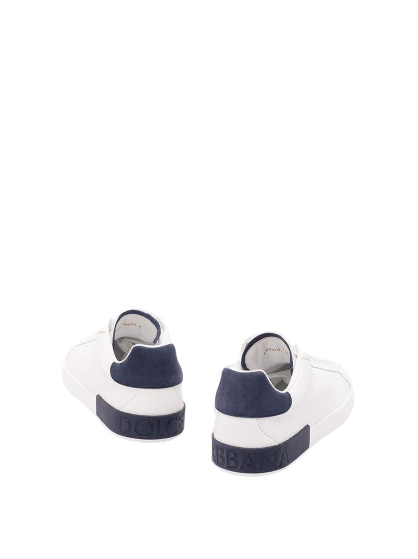 Dolce & Gabbana Navy Blue Calf Leather Sneakers