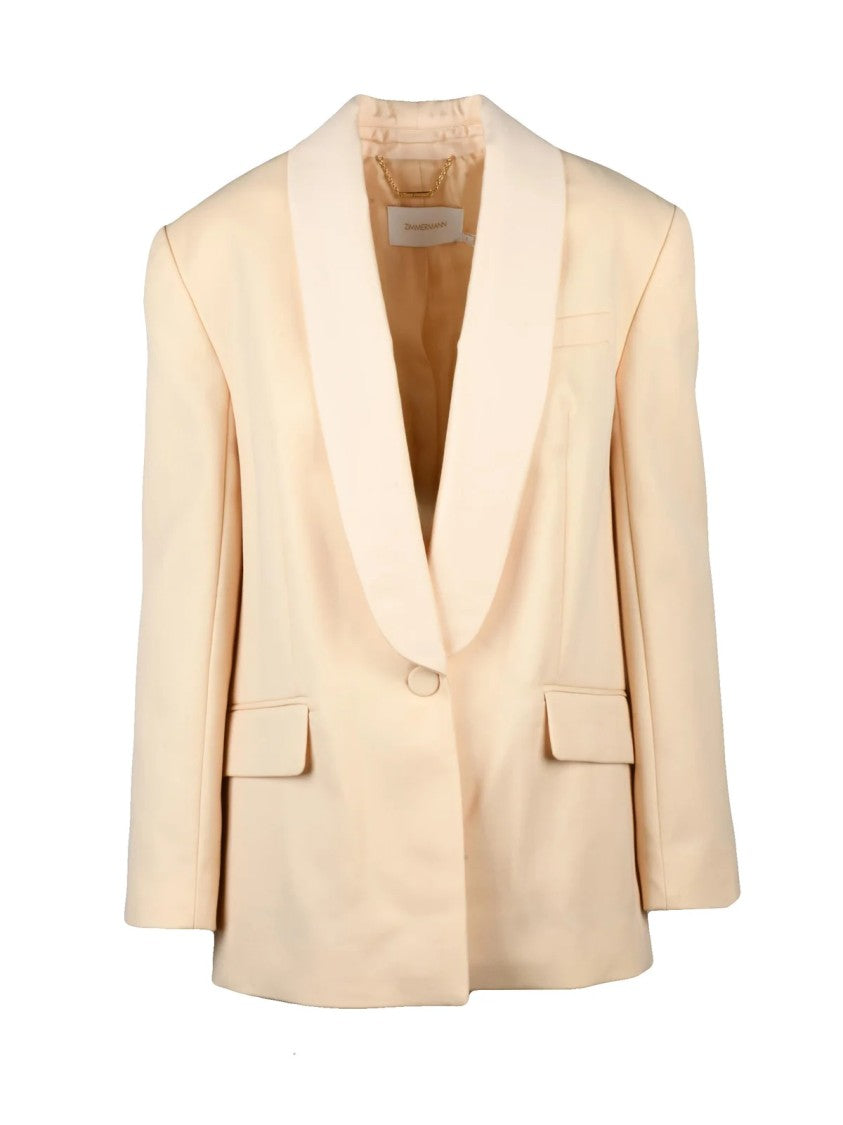 Zimmermann Cream Wool-Blend Fitted Jacket