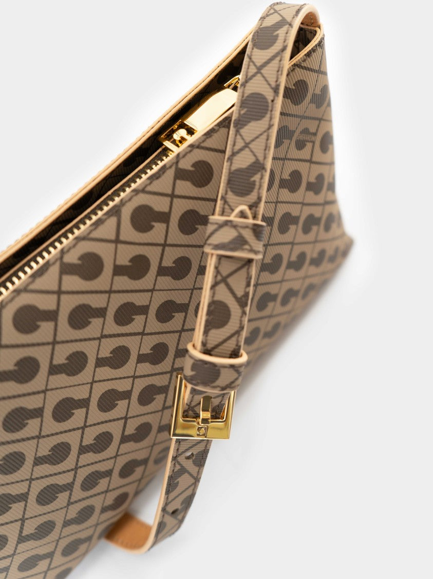 Gherardini Rectangular Brown Geometric Pattern Crossbody Bag