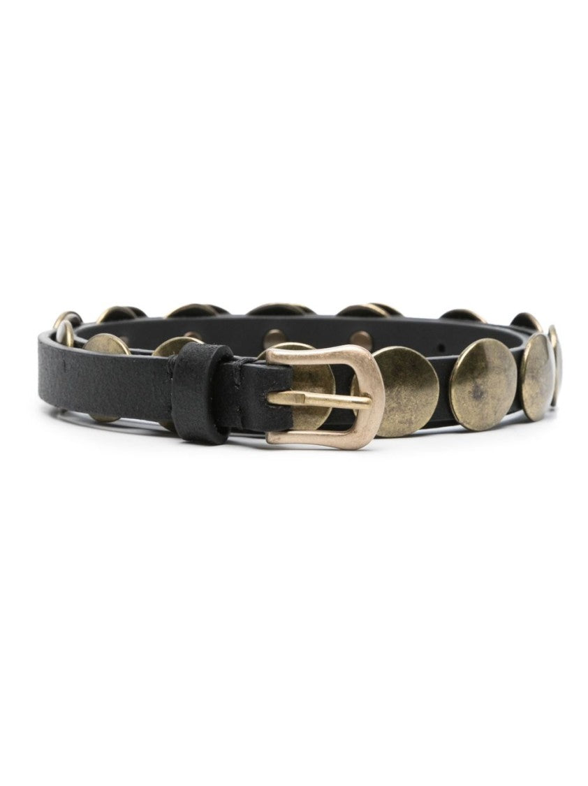 Golden Goose Metallic Embellished Black Leather Belt