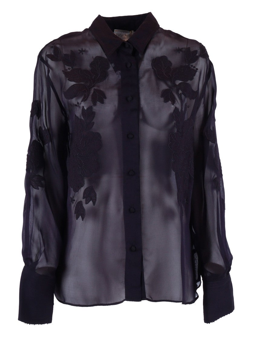 Forte Forte Iris Velvet Embroidered Organza Blouse