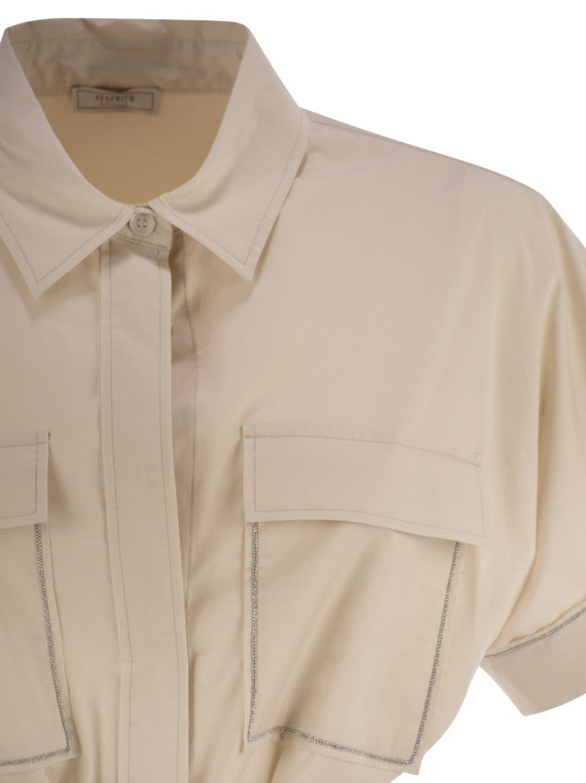 Peserico Light Stretch Cotton Satin Chemisier Dress