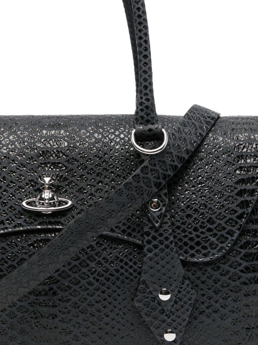 Vivienne Westwood Dark Grey Snakeskin Textured Leather Bag