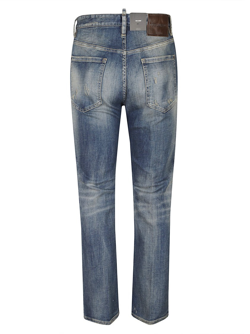 Dsquared2 Medium Blue 642 Straight-Leg Cotton Jeans