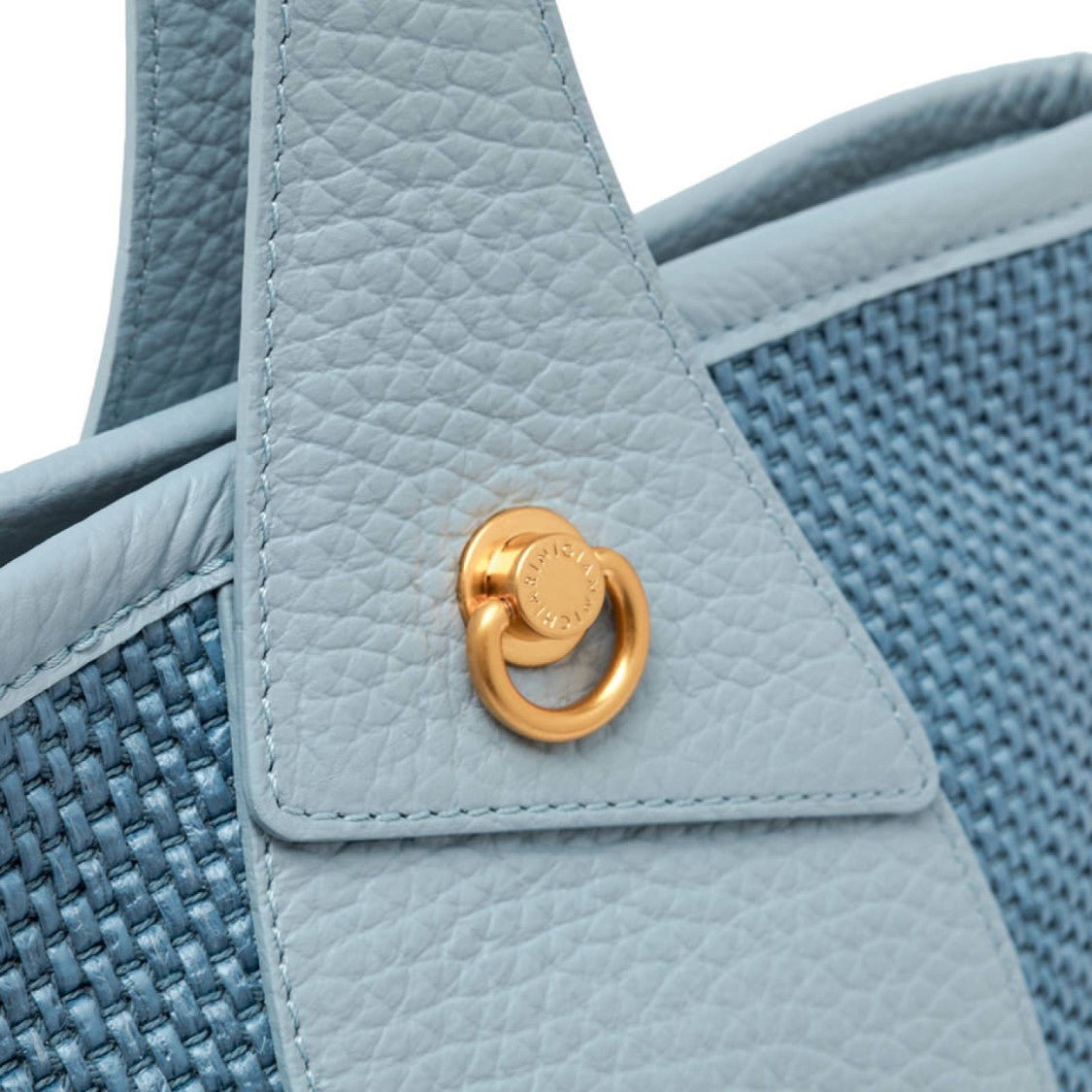 Gianni Chiarini Ester Bucket Bag In Light Blue Raffia