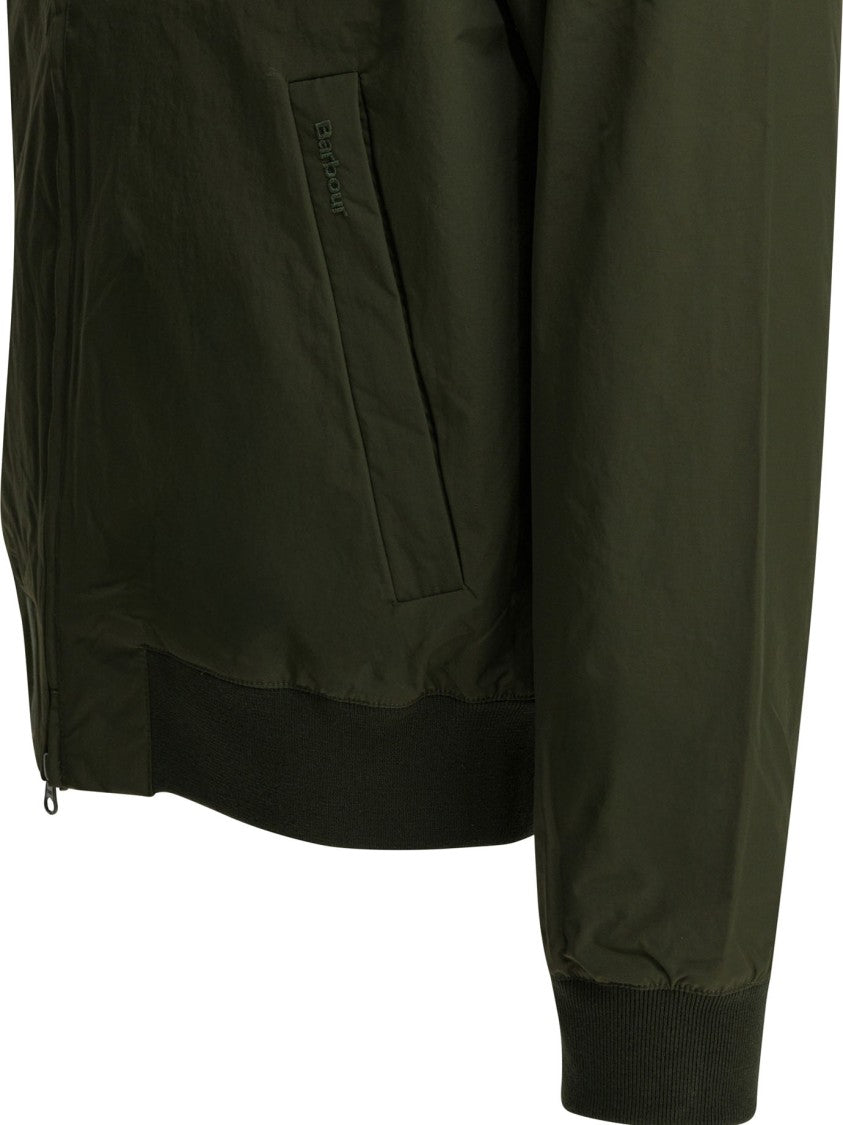 Barbour High-Collar Minimalist Jacket With Ribbed Cuffs
