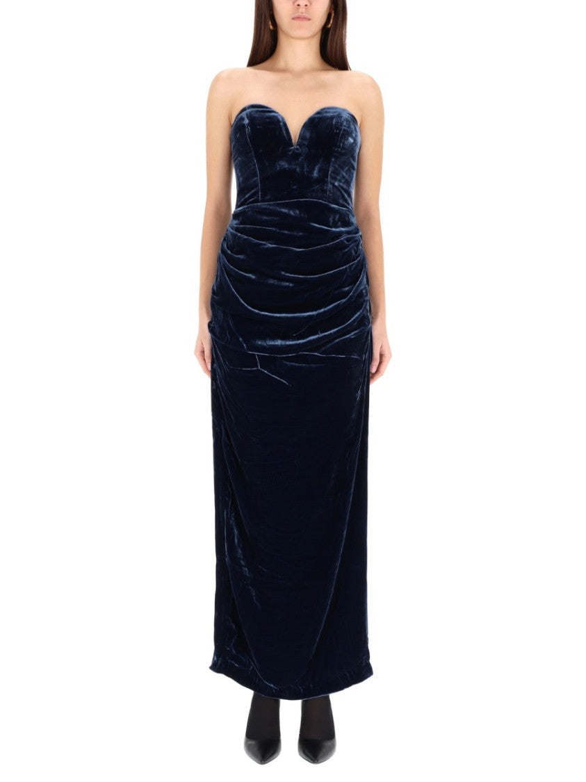 Rotate Birger Christensen Strapless Velvet Midi Dress