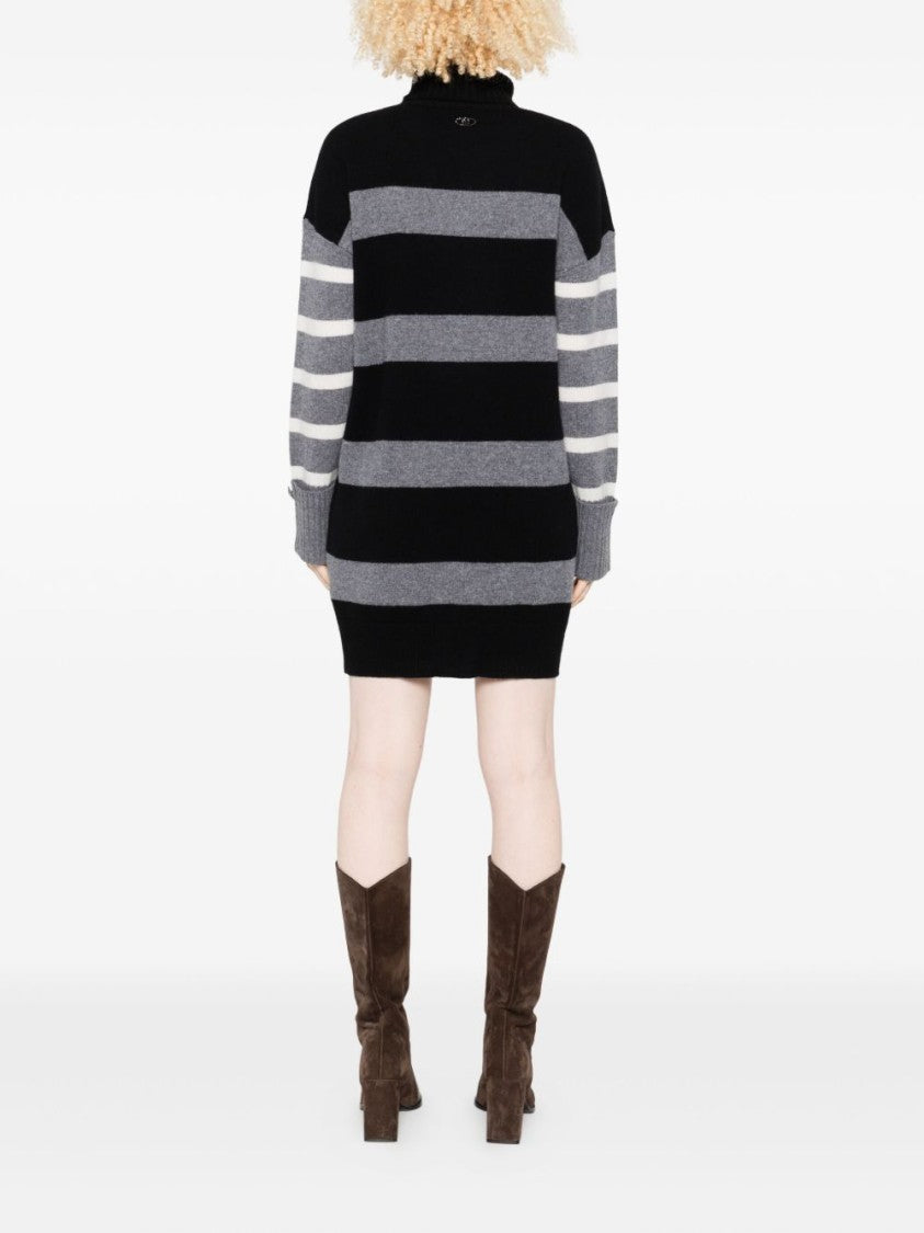 Liu Jo Horizontal Stripe Turtleneck Mini Dress