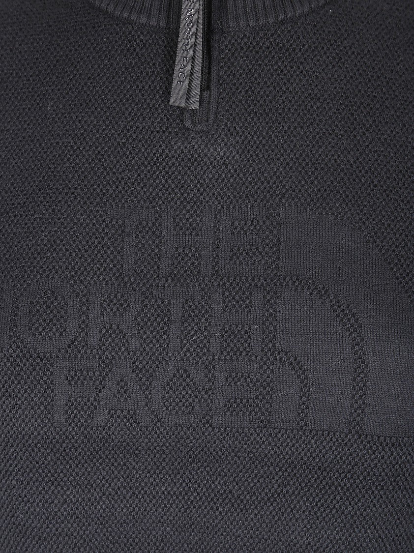 The North Face High-Collar Cropped Half-Zip Sweater With Textured Knit