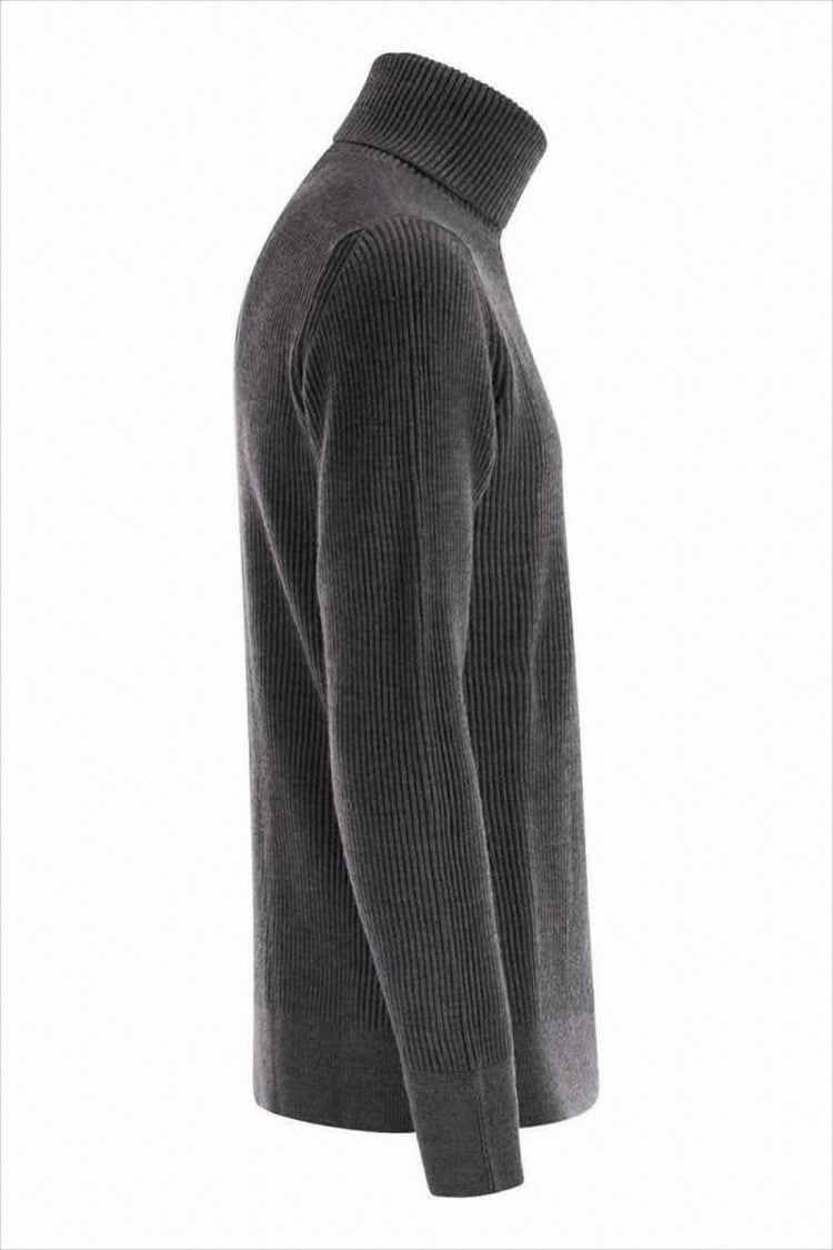 Stone Island Ribbed Knit Turtleneck Sweater In 100% Wool