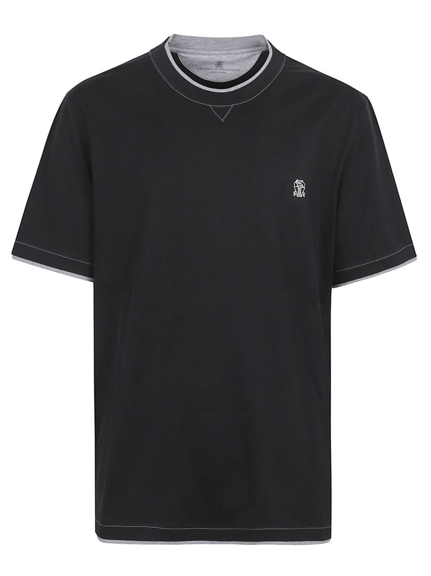 Brunello Cucinelli Short-Sleeve Black T-Shirt