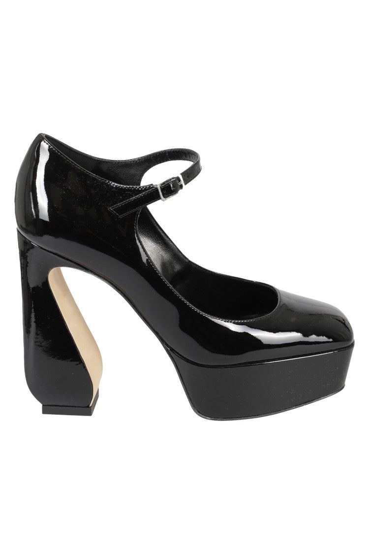Si Rossi Glossy Black Pump With Squared Toe