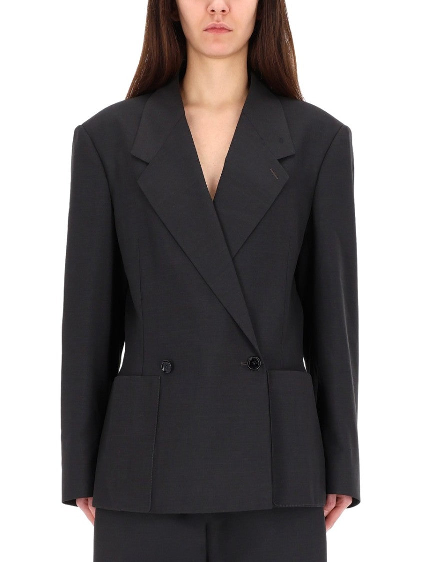 Lemaire Grey Polyester-Blend Oversized Double-Breasted Blazer