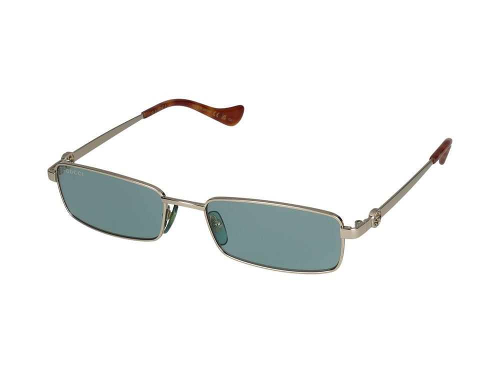Gucci Gold Rectangular Metal Frame Sunglasses