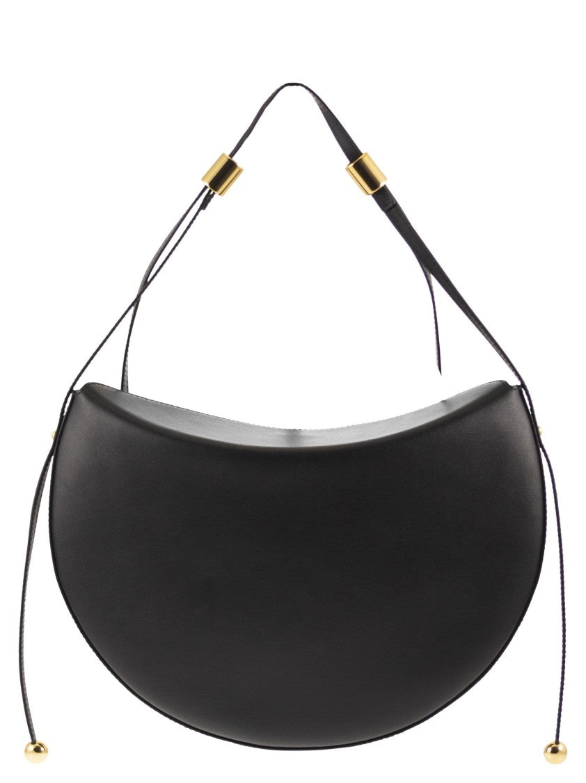 Furla Saddle-Shape Calfskin Moonstone Shoulder Bag