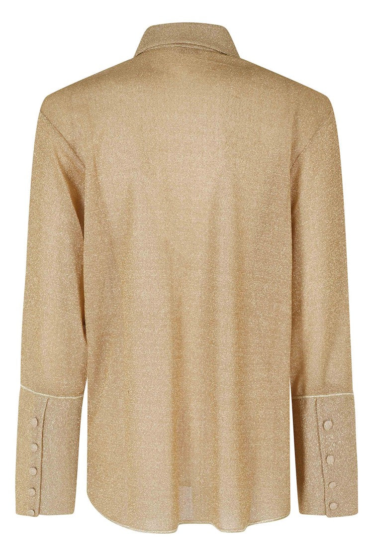 Oséree Gold Lumiere Lurex Button-Front Polyamide Shirt
