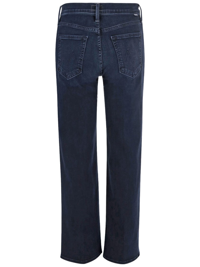 Mother Dark Denim Washed Stretch Cotton-Blend Jeans