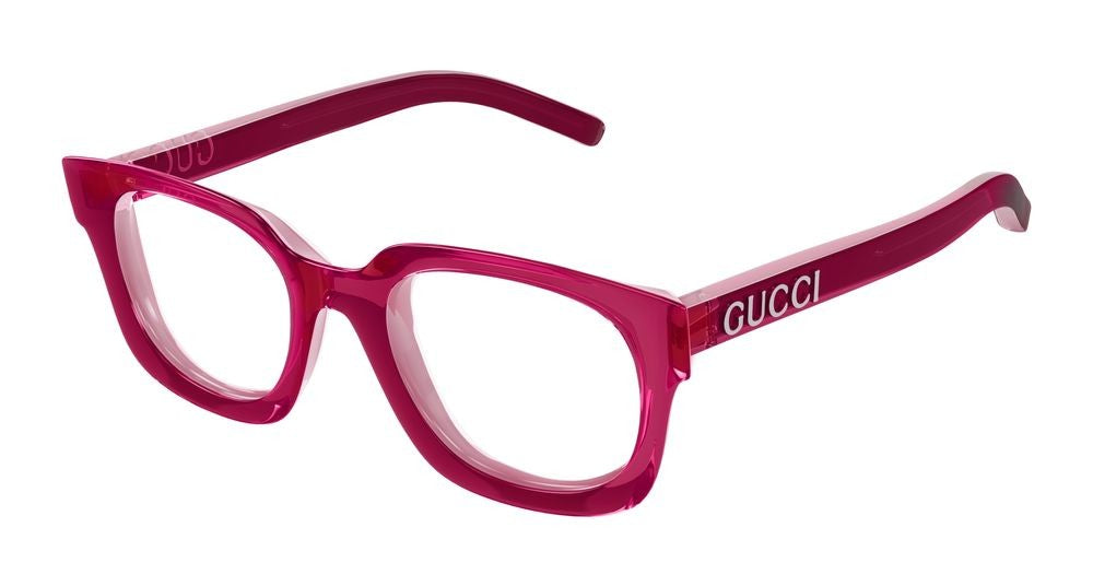 Gucci Red Transparent Bold Oversized Square Eyeglasses