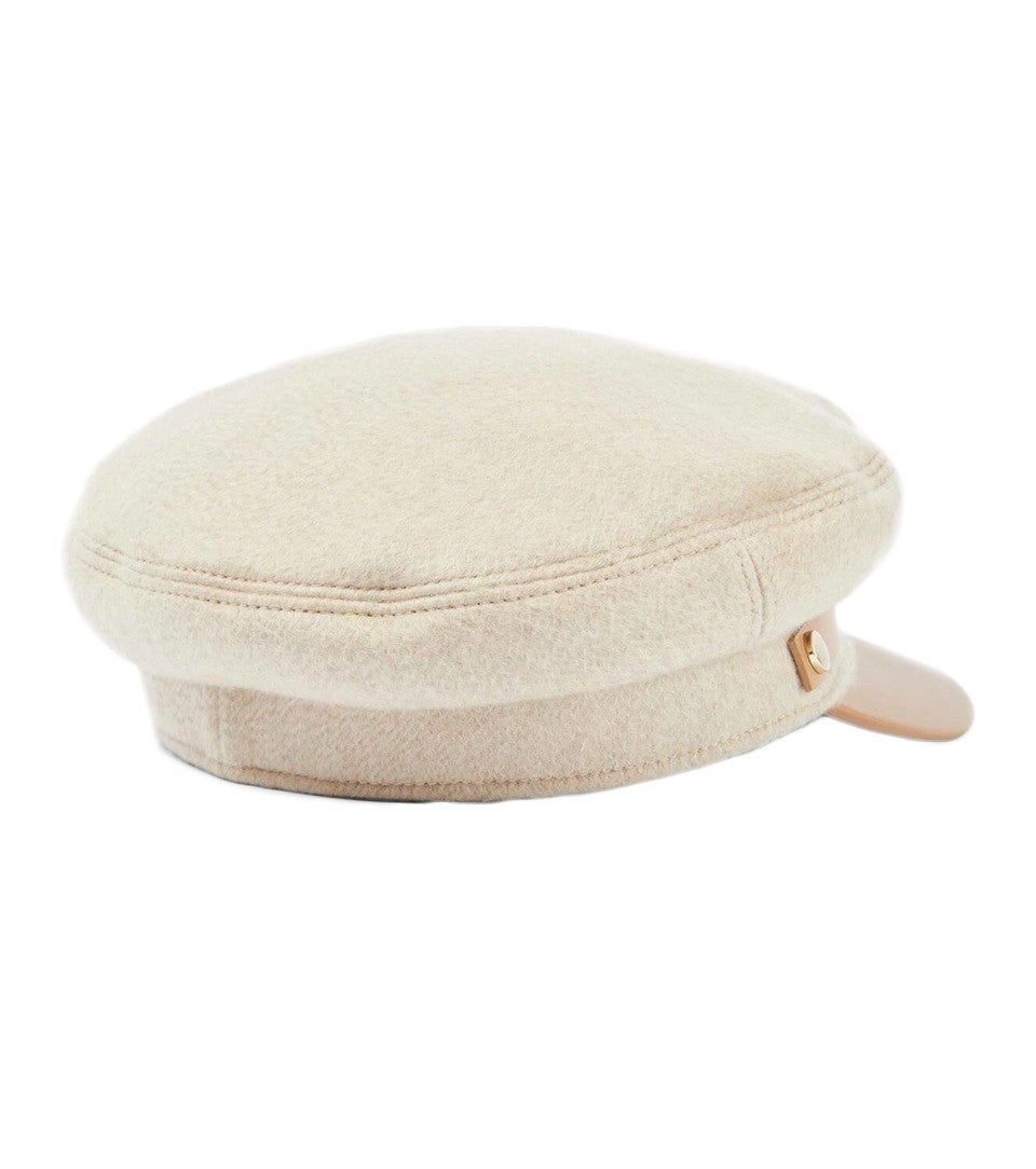 Max Mara Structured Cashmere Crown Hat With Leather Visor