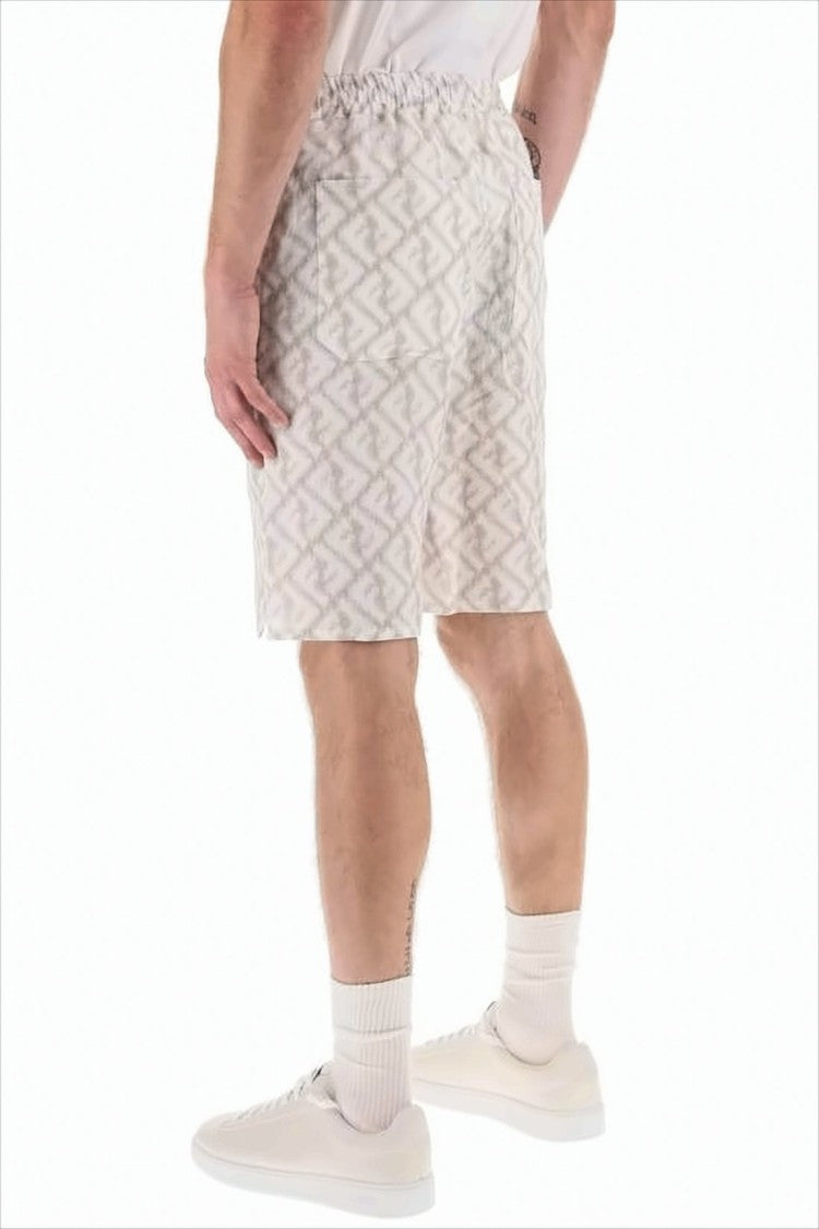 Fendi Relaxed Fit Linen Shorts With Geometric Pattern