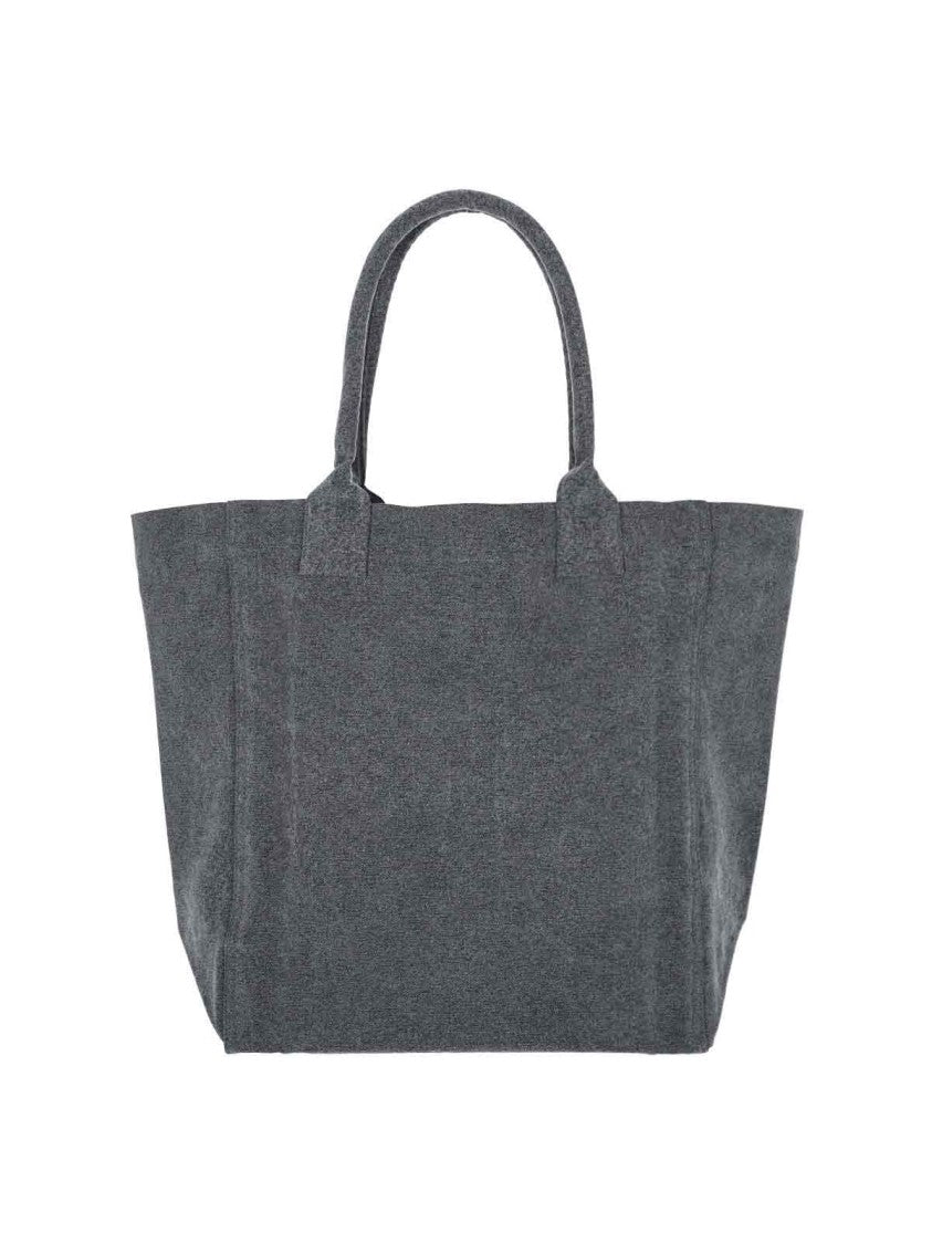 Isabel Marant Grey Cotton Tote Bag With Embroidered Logo