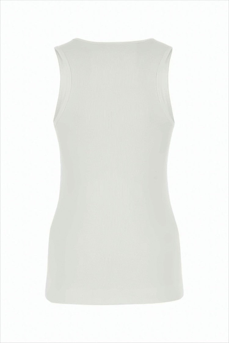 Givenchy Ribbed White Tank Top With Subtle Metallic Detail