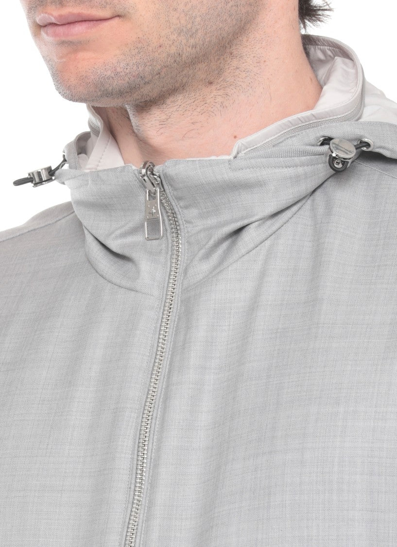 Montecore Grey Wool Reversible Hooded Jacket