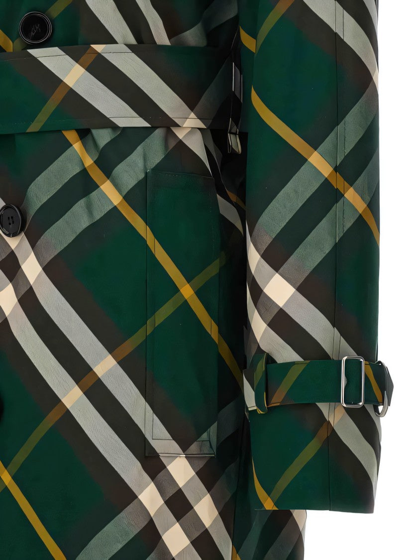 Burberry Plaid Trench Coat With Belted Waist