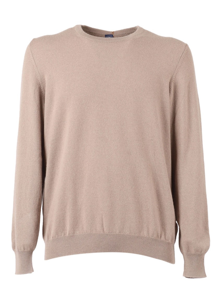 Fedeli Classic Cashmere Crew-Neck Sweater With Ribbed Details