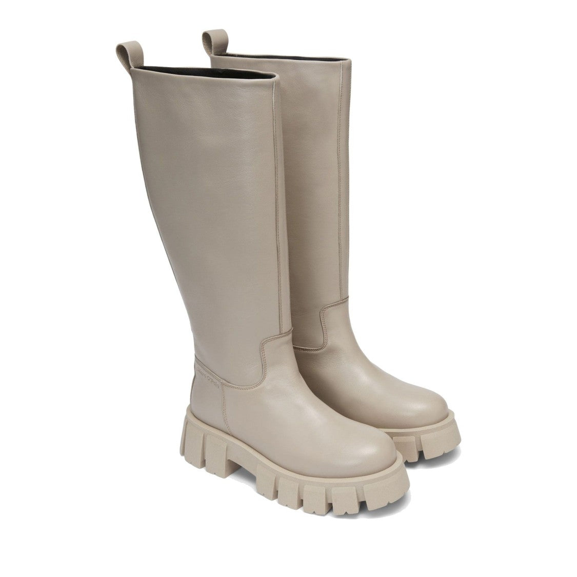 Marc O'polo Brown Chunky Lugged Sole Tall Leather Boots