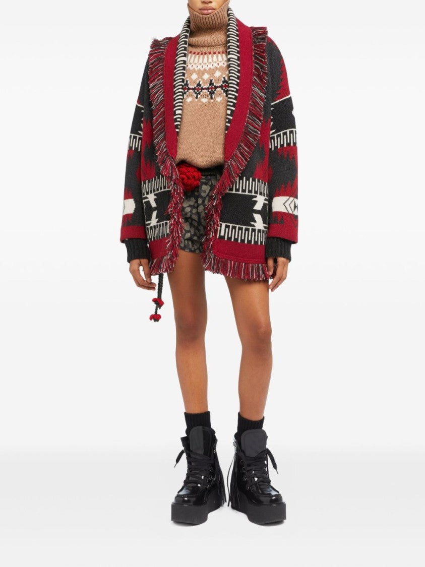 Alanui Geometric Patterned Cashmere Sweater With Shawl Collar