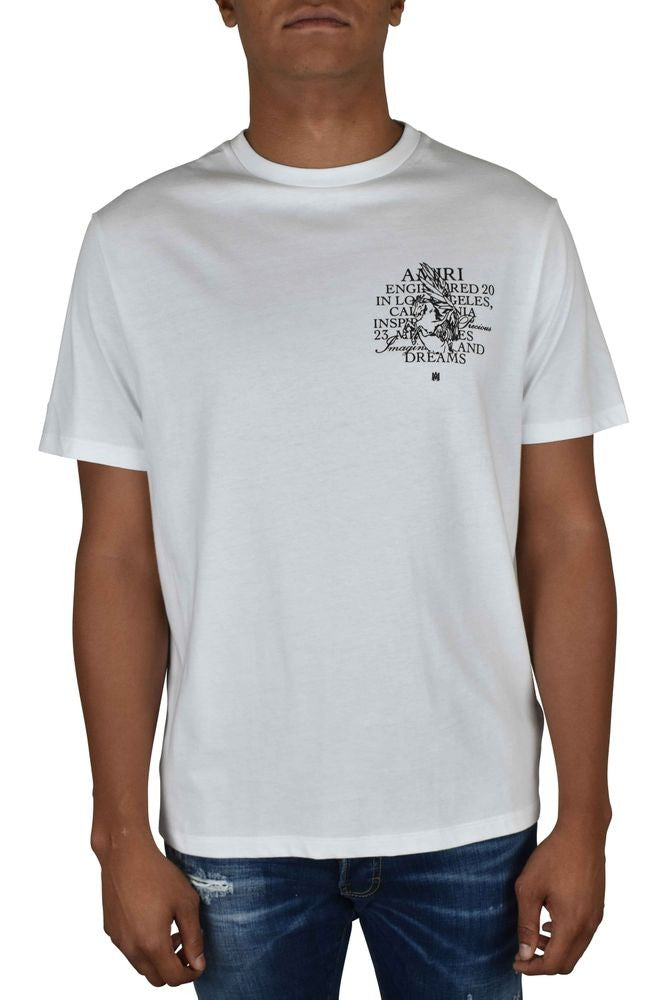 Amiri White Cotton T-Shirt Featuring Unicorn Illustration