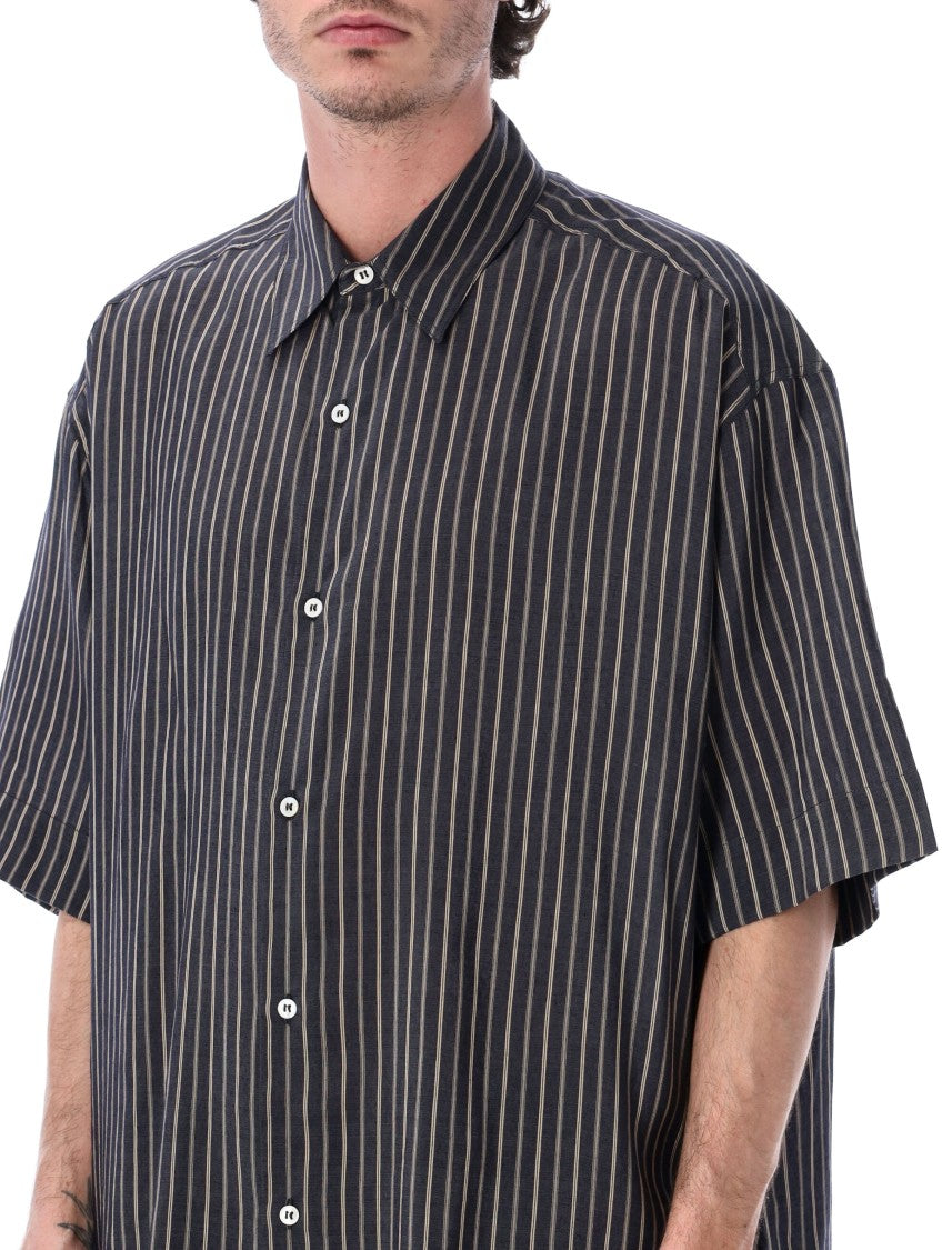 Studio Nicholson Sorono Washed Indigo Striped Casual Shirt