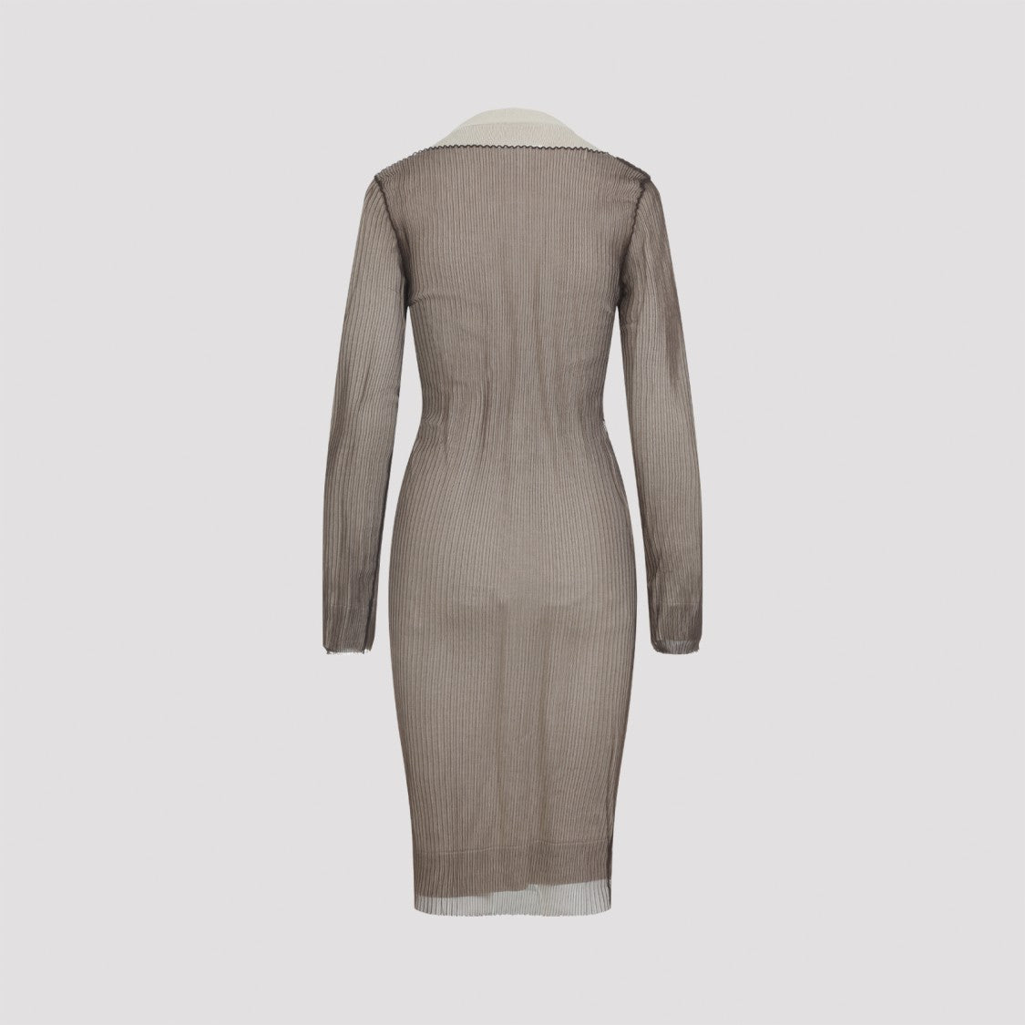 Mm6 By Maison Margiela Ribbed Knit Midi Dress With Button-Down Front And Contrasting Collar