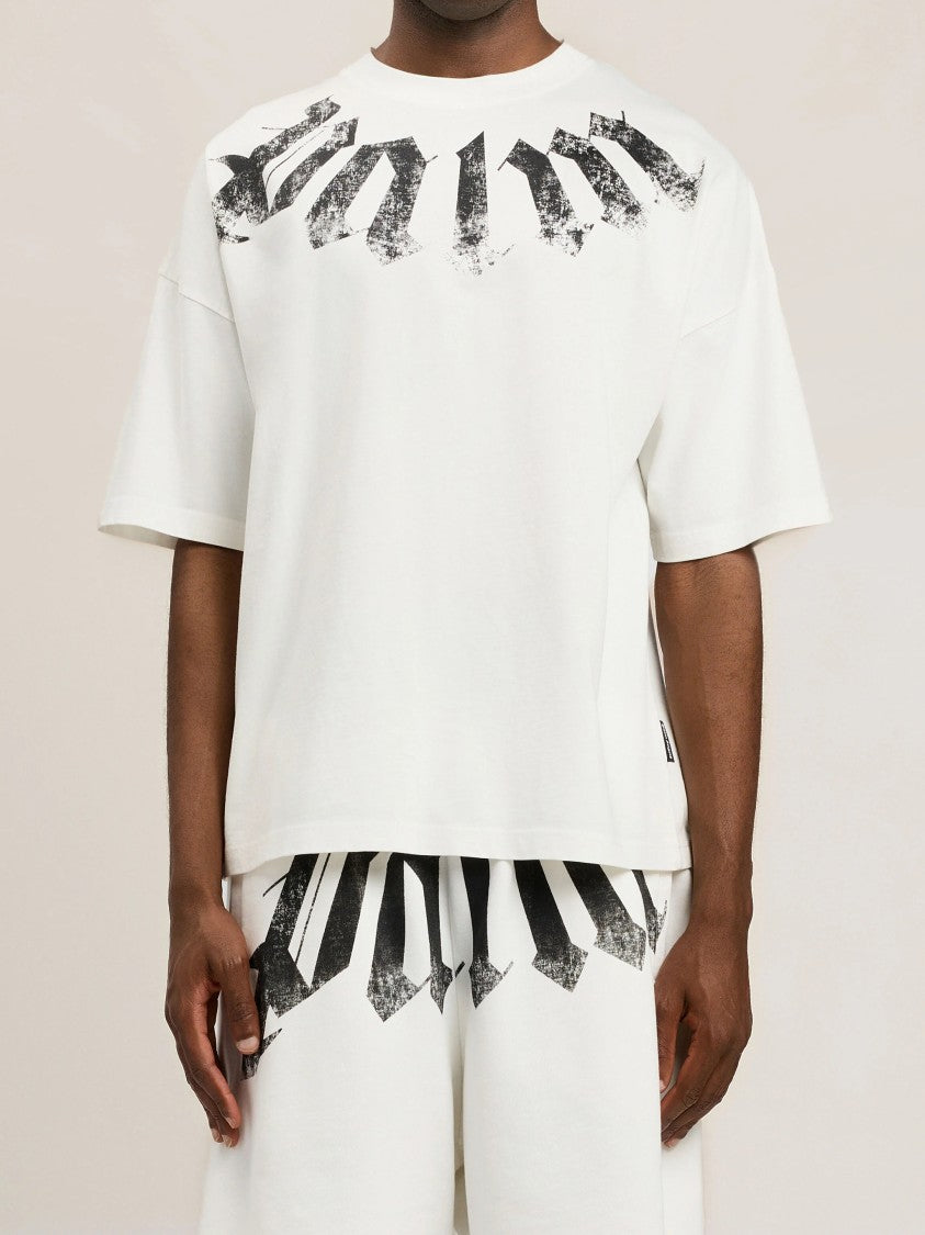 Palm Angels White Big Neck Logo Cotton T-Shirt