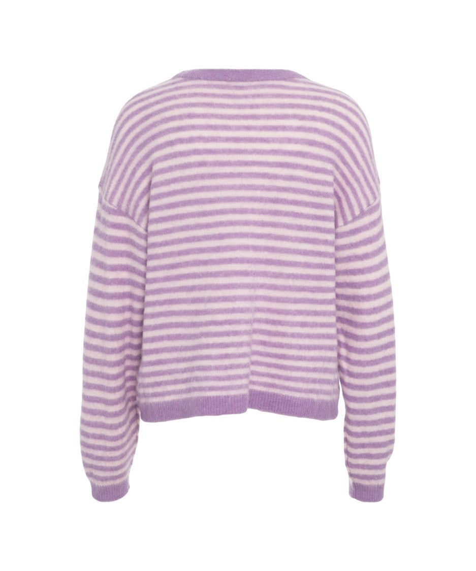 American Vintage Oversized Violet Pullover With Horizontal Stripes