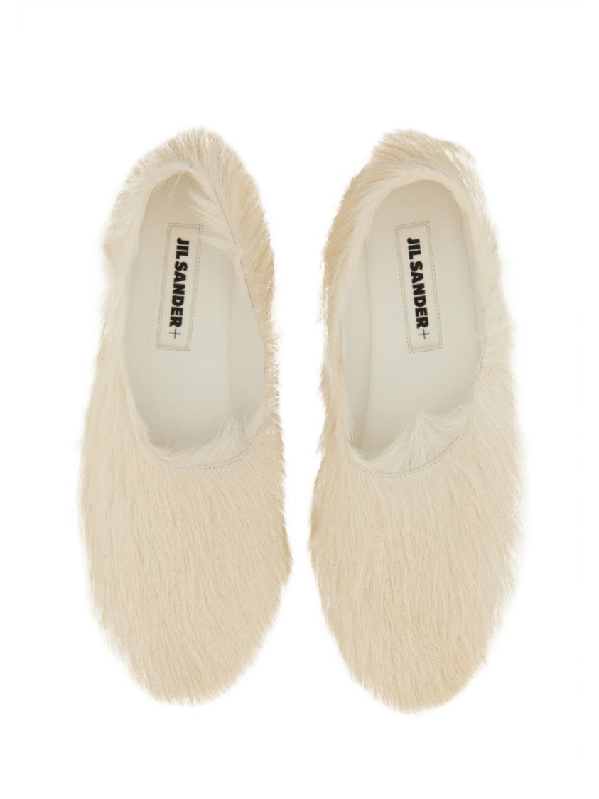 Jil Sander Pointed-Toe Low Calfskin Slipper With Textured Finish