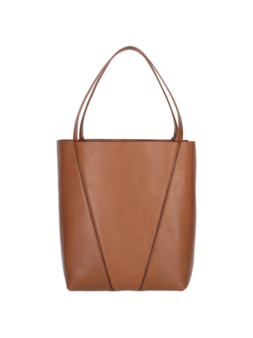 Chloé Brown Spin Pebbled Leather Tote Bag