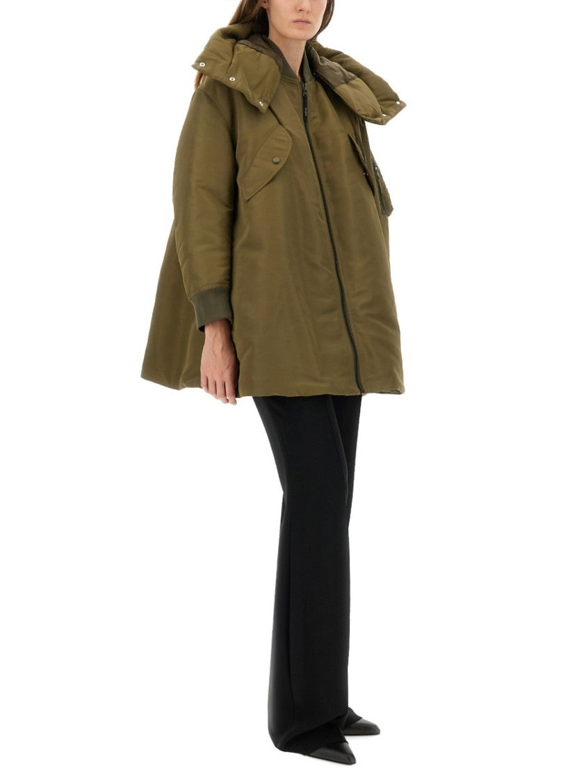 Aspesi Green Bomber Jacket With Detachable Hood