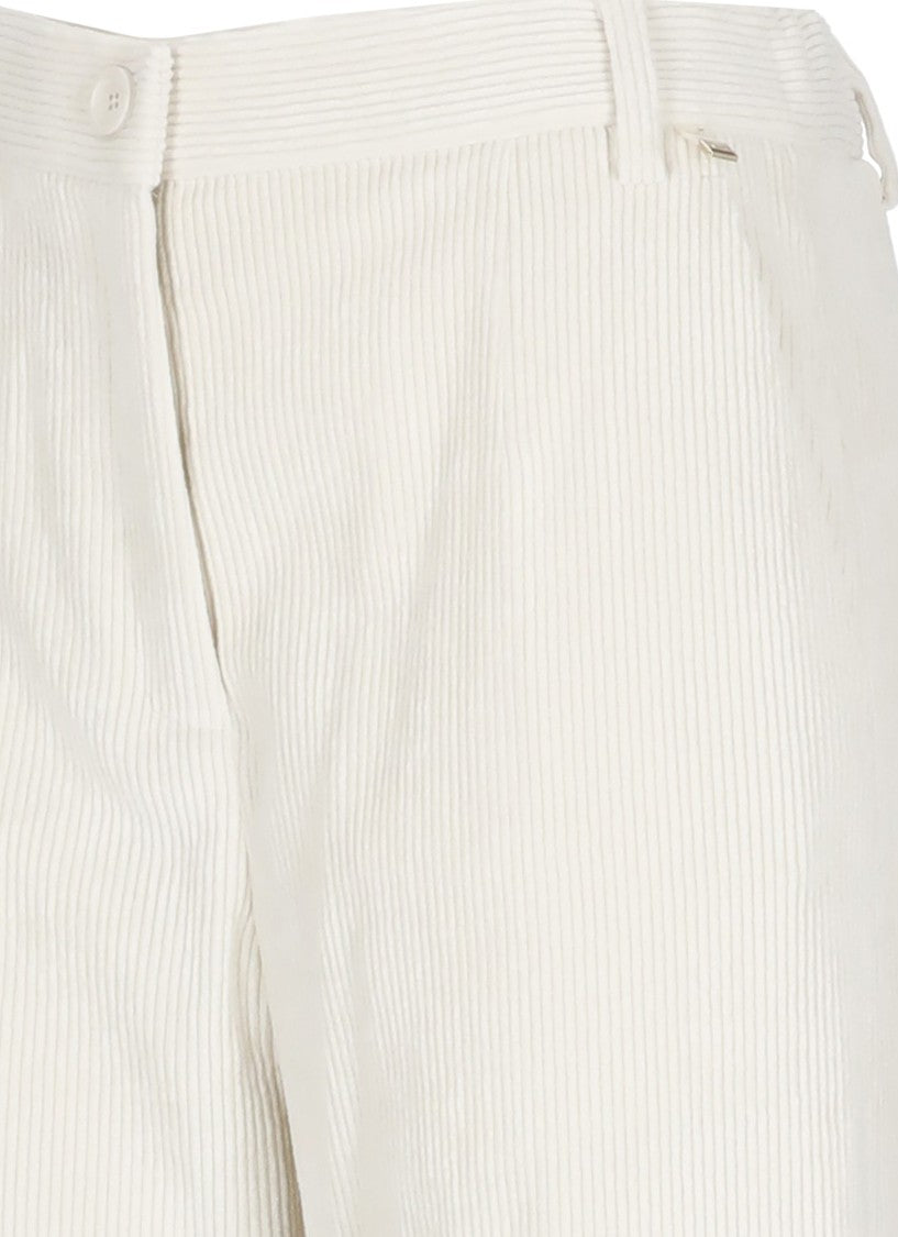 Herno Ivory Wide-Leg Corduroy Pants