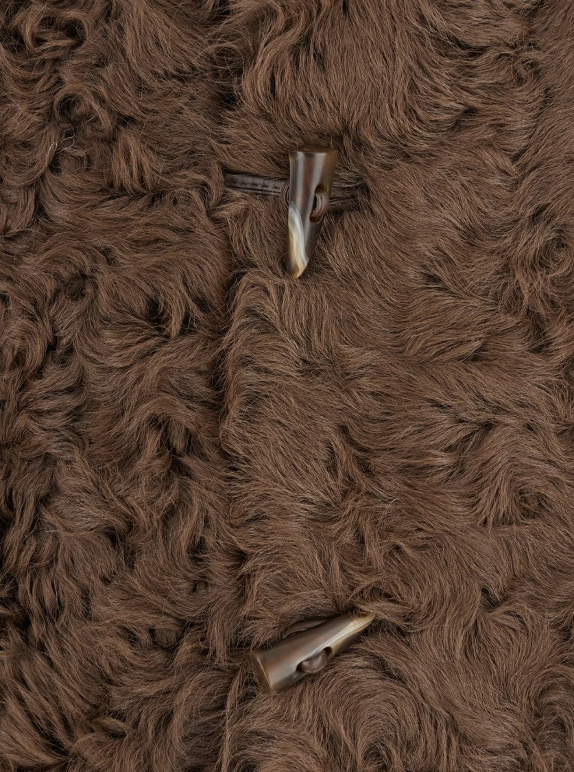 Plain Collarless Lamb Fur Jacket